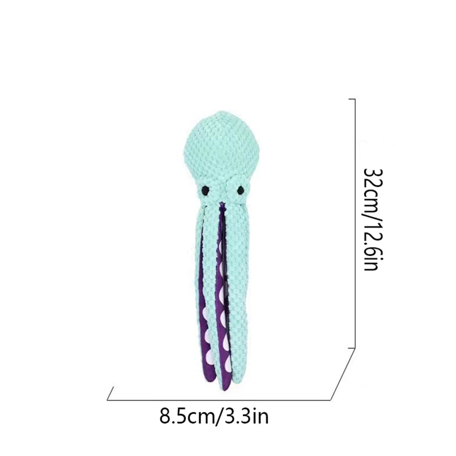 Dog Plush Octopus Squeaky Toy For Interactive Play