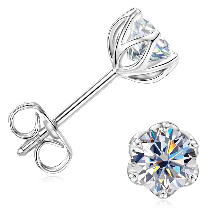 OXTAO Certified Moissanite Circular Stud Earrings In Gold Filled Setting