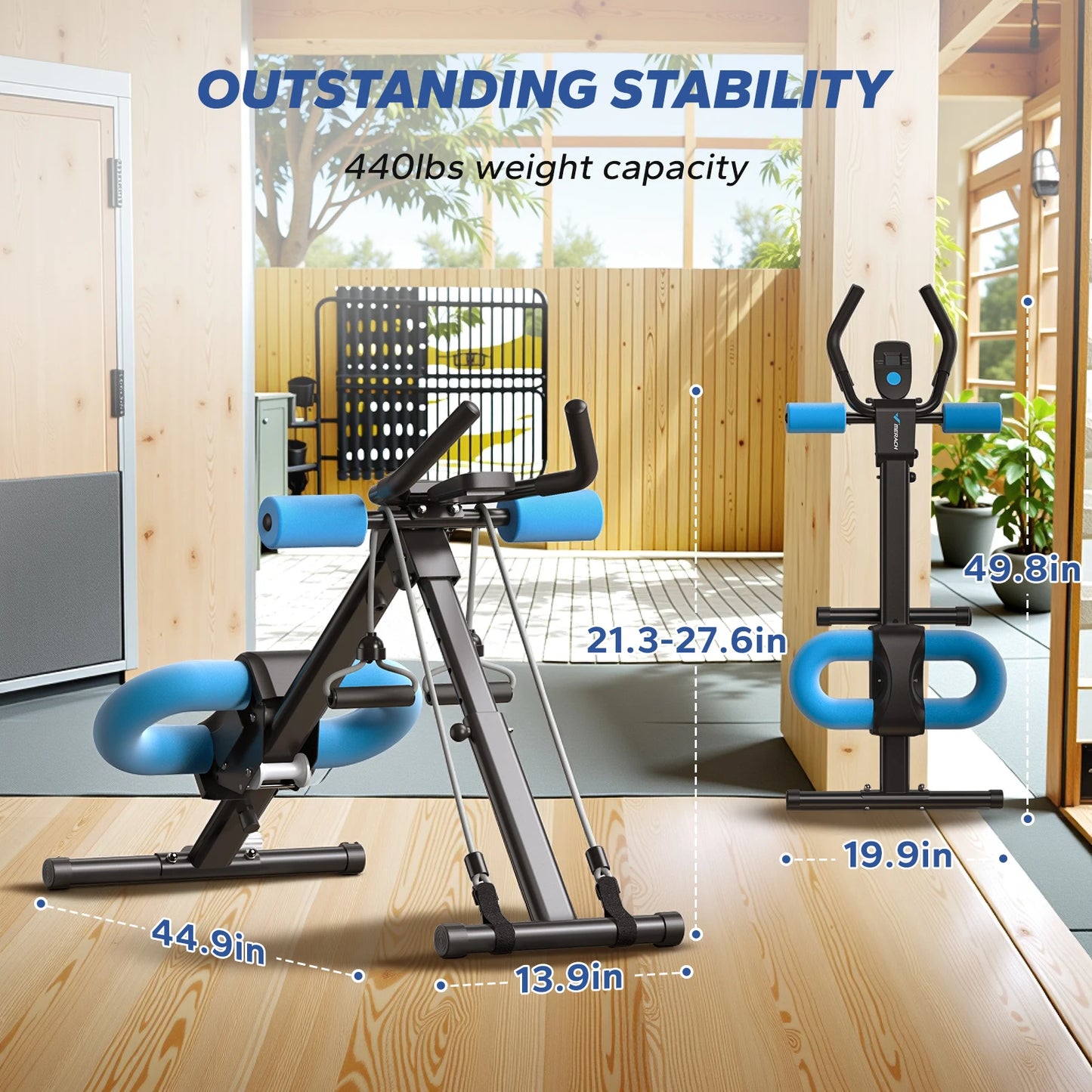 MERACH Ab Machine Adjustable Trainer Foldable Knee Protection - Compact Foldable Design for Core Abs Workouts