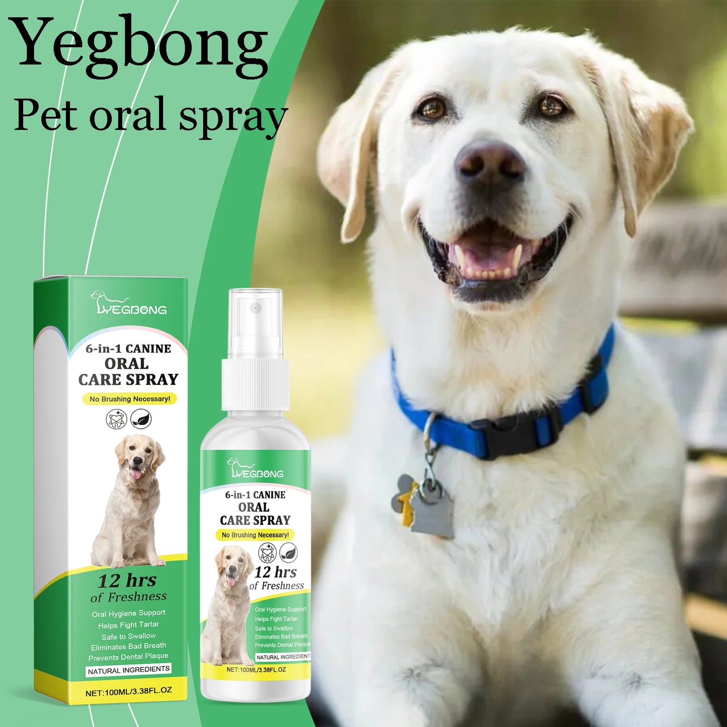 YEGBONG Pet Oral Care Spray Natural Removes Stains And Tartar