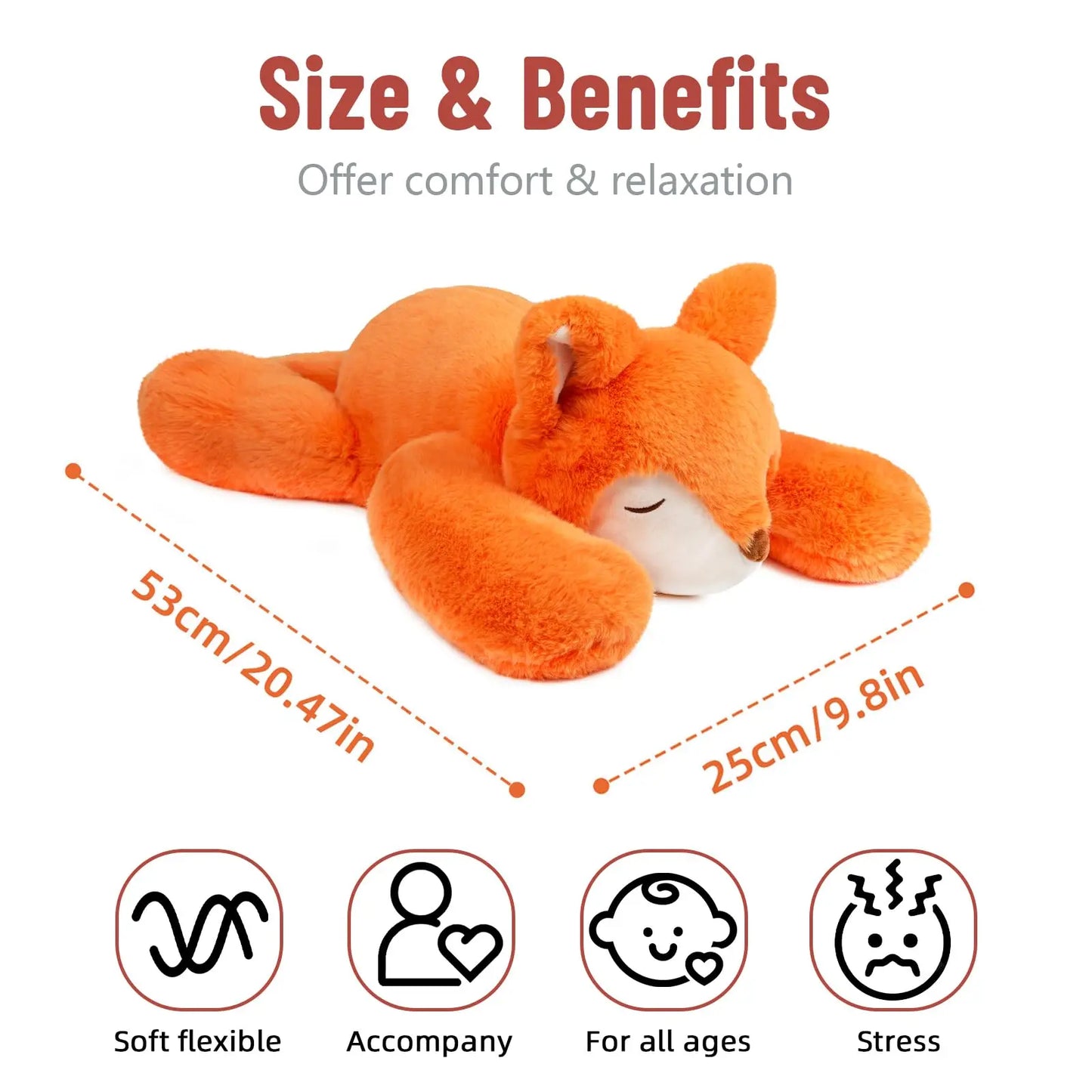 Niuniu Daddy 20" | 3.3 Pound Fox Weighted Stuffed Animals Giant Fox Sensory Body Pillow Plush Toy  Soft Squishy Fur for Birthday