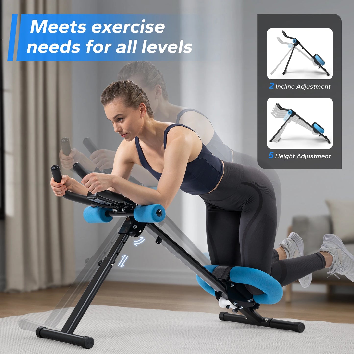 MERACH Ab Machine Adjustable Trainer Foldable Knee Protection - Compact Foldable Design for Core Abs Workouts