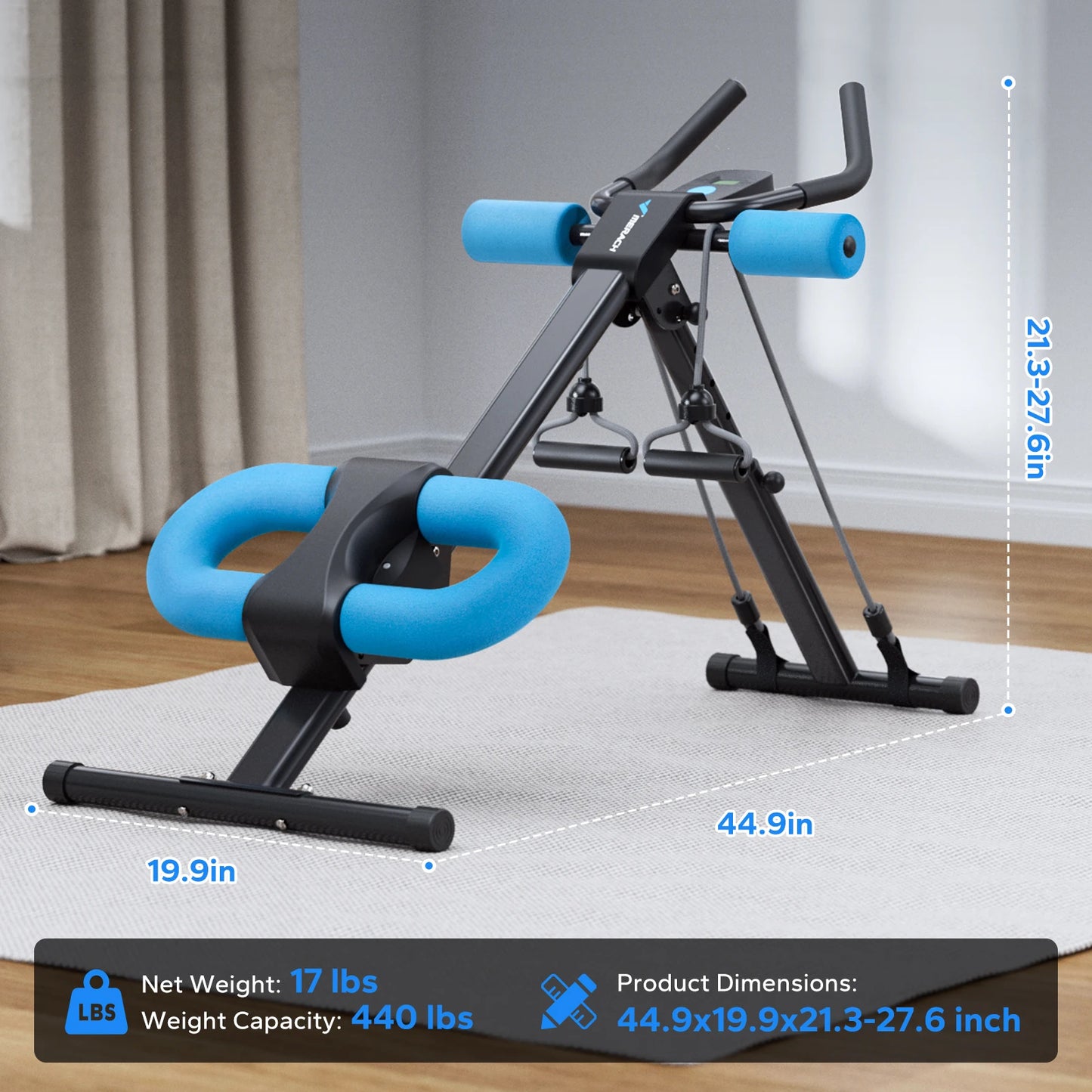 MERACH Ab Machine Adjustable Trainer Foldable Knee Protection - Compact Foldable Design for Core Abs Workouts