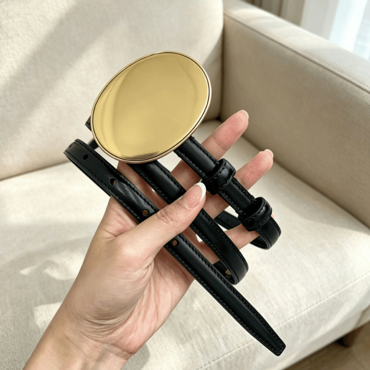 Womens Genuine Leather Belt Slim Durable Everyday Fashion Accessory
