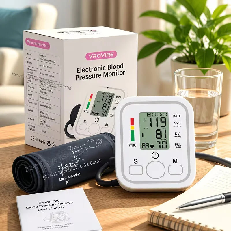 Automatic Upper Arm Blood Pressure Monitor With Large LCD Display