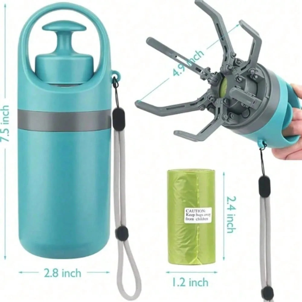 Portable Dog Pooper Scooper No Touch Claw With Waste Bag Holder