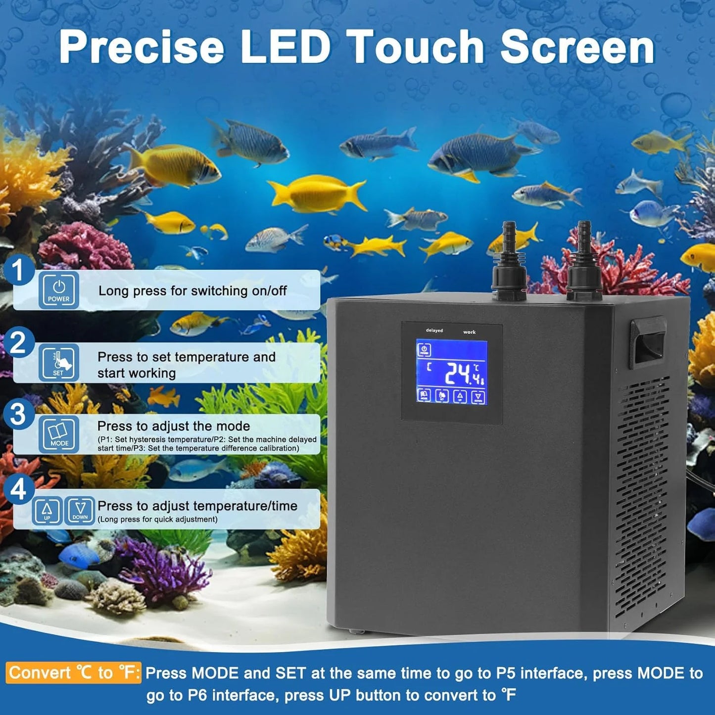 IndustrialGrade Aquarium Chiller For Fish Tank Hydroponic Water Cooling RemoteControlUnit