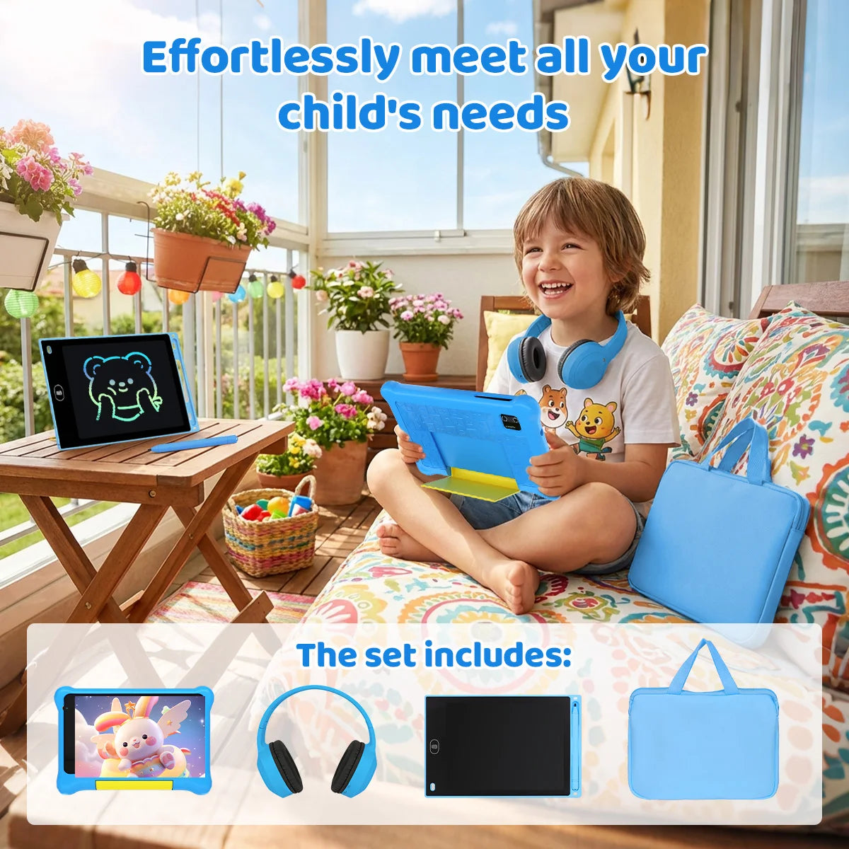 URAO Kids Learning Tablet Bundle With Parental Controls Android 13