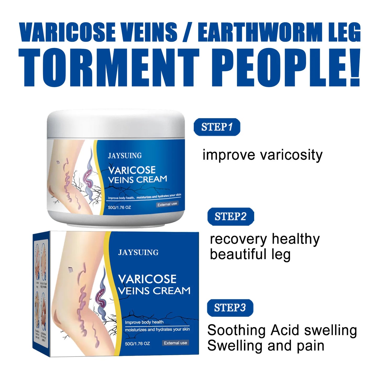 Jaysuing Veins Treatment Cream Soothing Vasculitis Phlebitis Relief