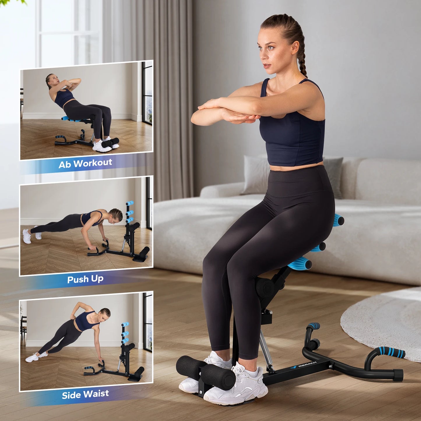 MERACH Deep Squat Machine Adjustable Glutes Trainer - Multifunctional Leg Hip Core Workout Machine