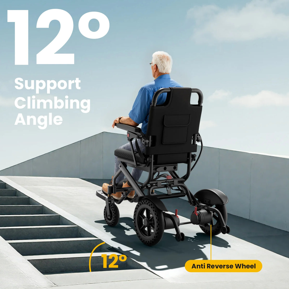 SHICUO Foldable All Terrain Electric Wheelchair for Adults