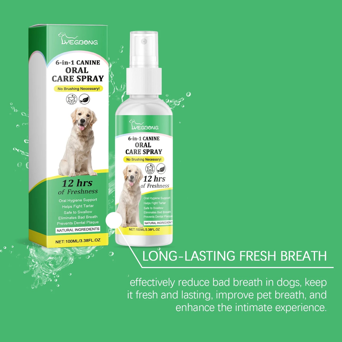 YEGBONG Pet Oral Care Spray Natural Removes Stains And Tartar