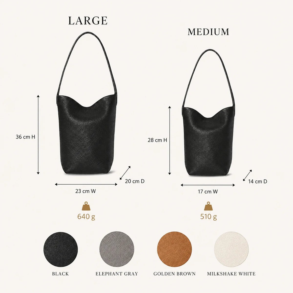Classic PU Leather Bucket Shoulder Bag for Women Daily Use
