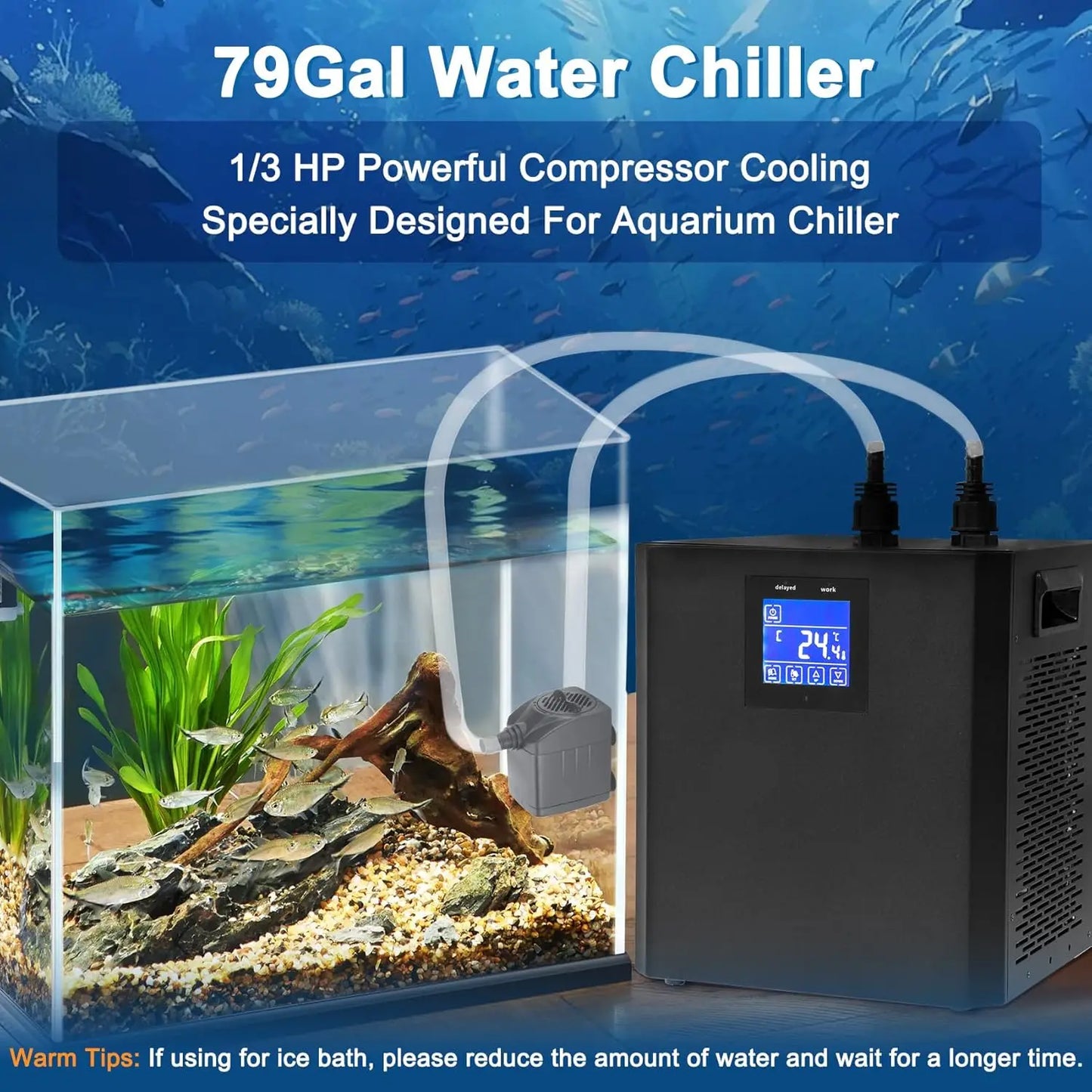 IndustrialGrade Aquarium Chiller For Fish Tank Hydroponic Water Cooling RemoteControlUnit