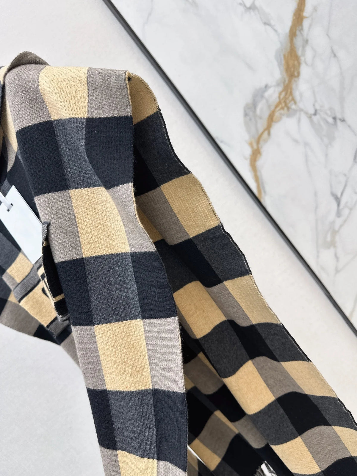Women's Hooded Plaid Cape Coat With Belt And Fringe Trim