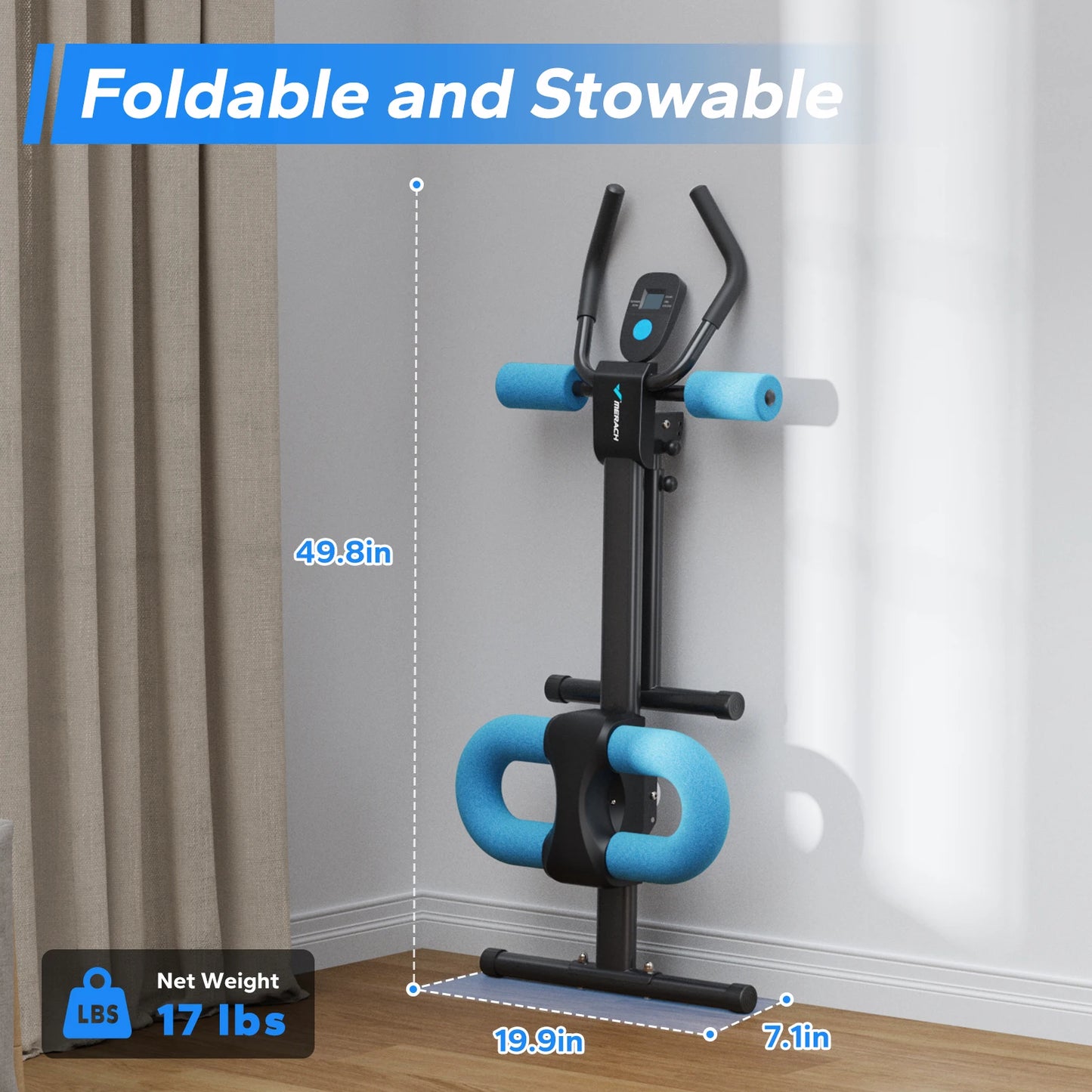 MERACH Ab Machine Adjustable Trainer Foldable Knee Protection - Compact Foldable Design for Core Abs Workouts