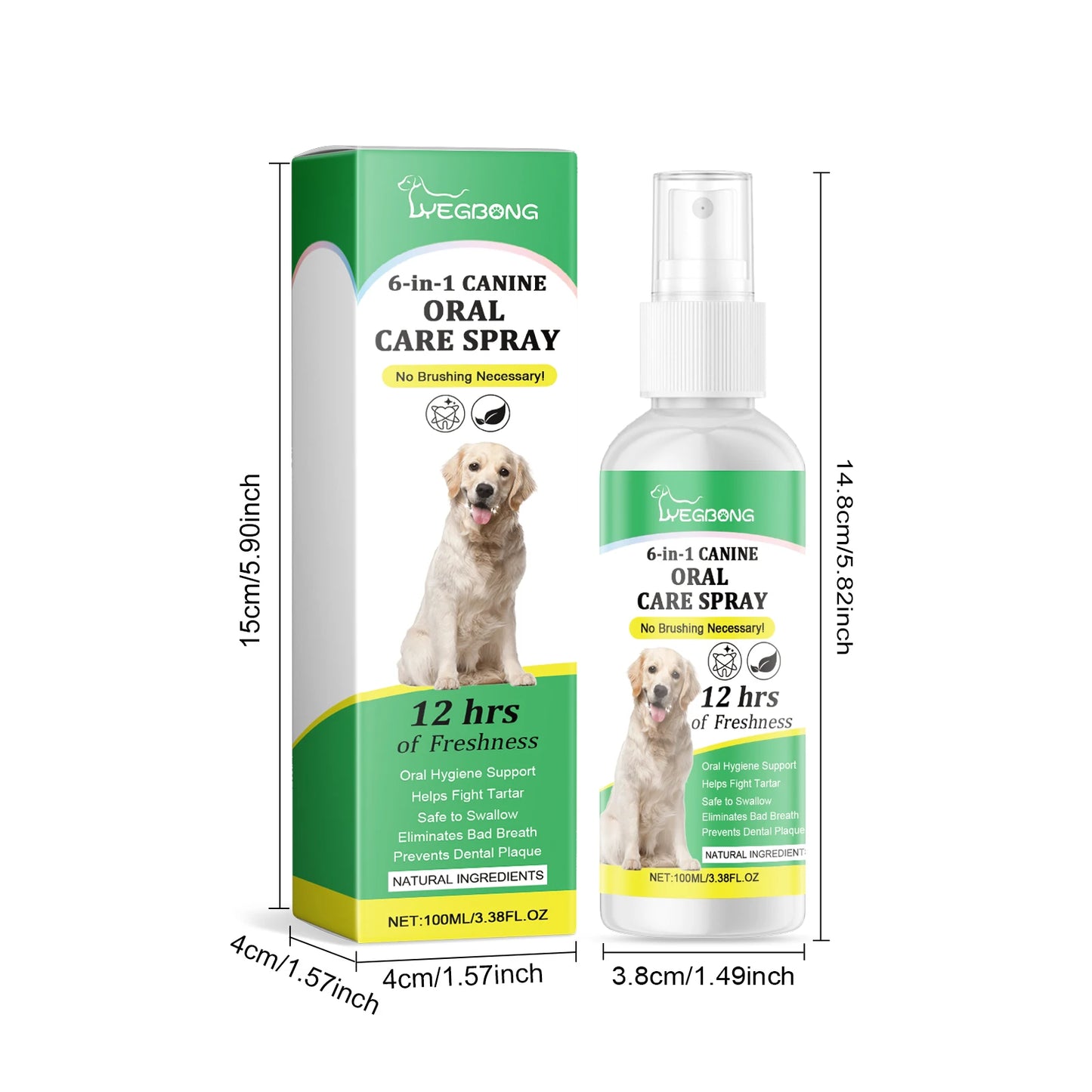 YEGBONG Pet Oral Care Spray Natural Removes Stains And Tartar