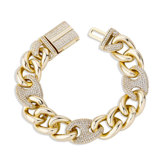 TOPGRILLZ Box Buckle Miami Cuban Chain Iced Out Cubic Zirconia Hip Hop Bracelet