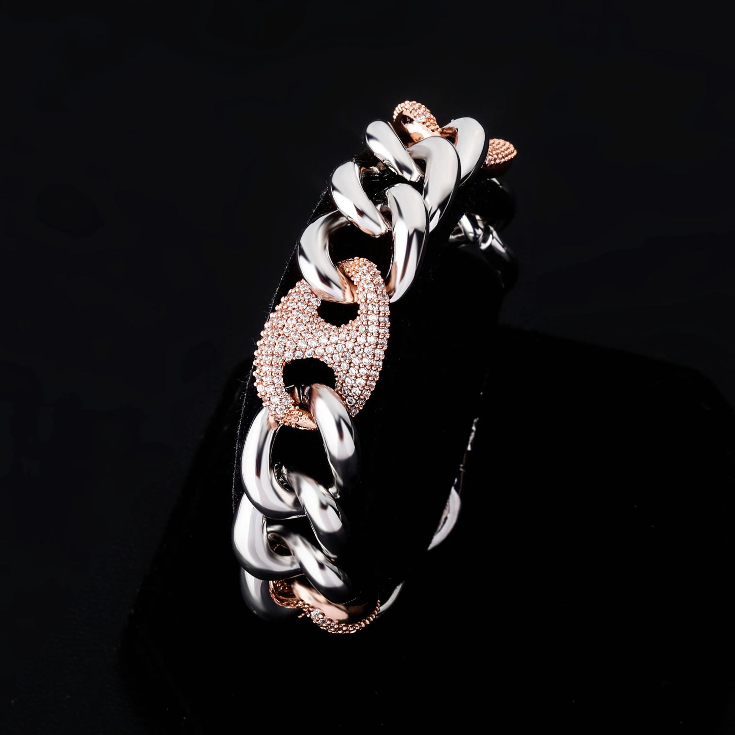 TOPGRILLZ Box Buckle Miami Cuban Chain Iced Out Cubic Zirconia Hip Hop Bracelet