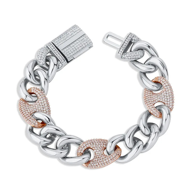 TOPGRILLZ Box Buckle Miami Cuban Chain Iced Out Cubic Zirconia Hip Hop Bracelet