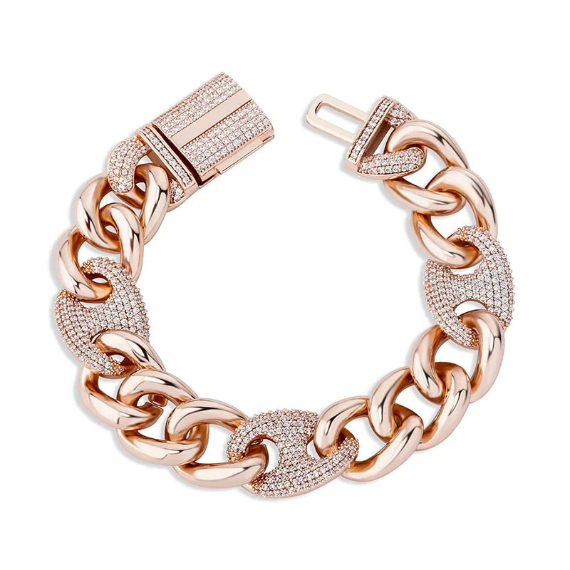 TOPGRILLZ Box Buckle Miami Cuban Chain Iced Out Cubic Zirconia Hip Hop Bracelet