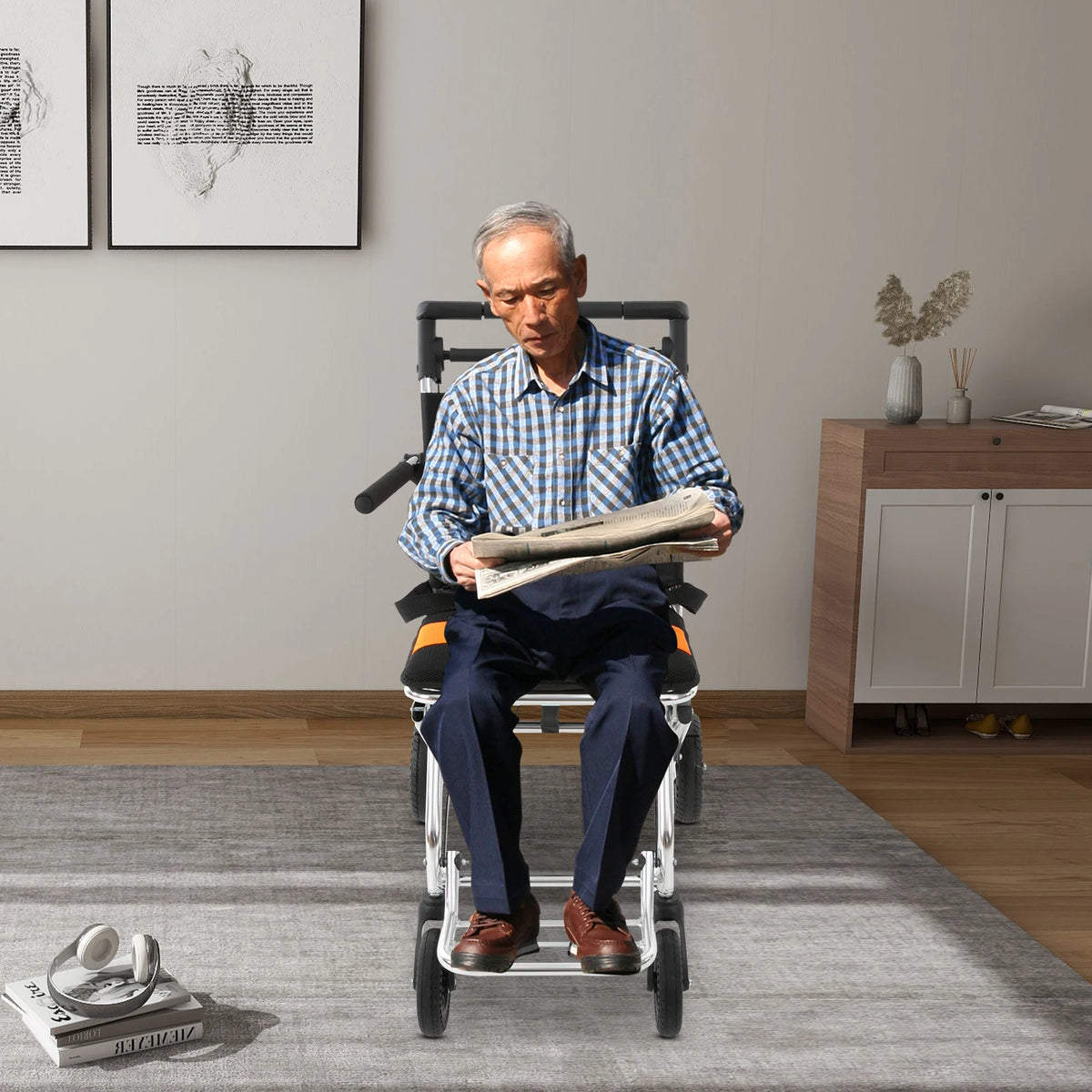 Portable Folding Wheelchair for Seniors and Adults Lightweight Transport Chair