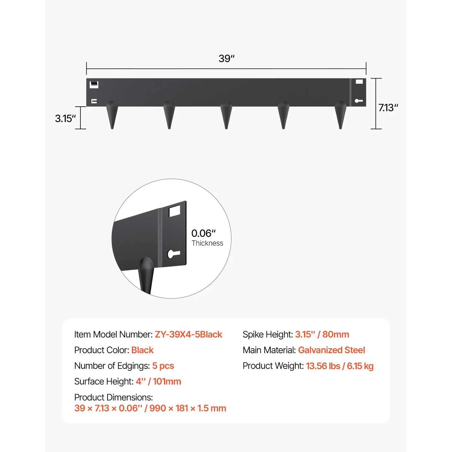 VEVOR Steel Landscape Edging Rust Resistant Bendable Garden Border