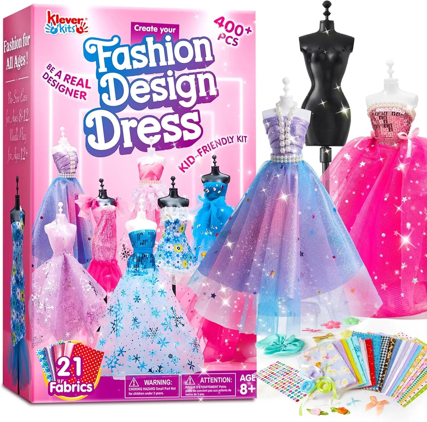 Joyfy 400 Pieces Fashion Design Crafts Kit For Kids With 3 Mannequins