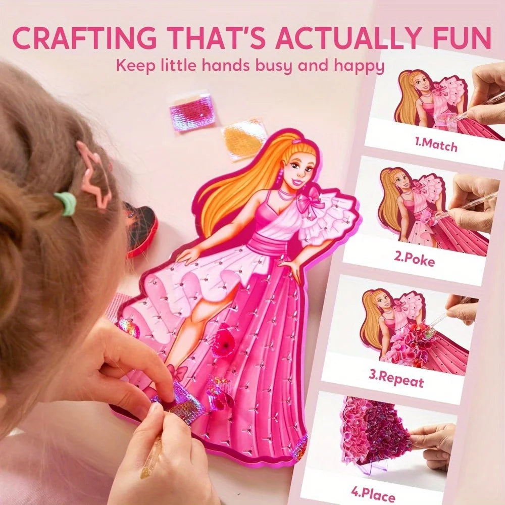 Joyfy Kids Poke-in Art Magical Princesses DIY Wood Craft Kits Creative Activity Toys for Girls Boys Ages 4-9 Birthday Gifts