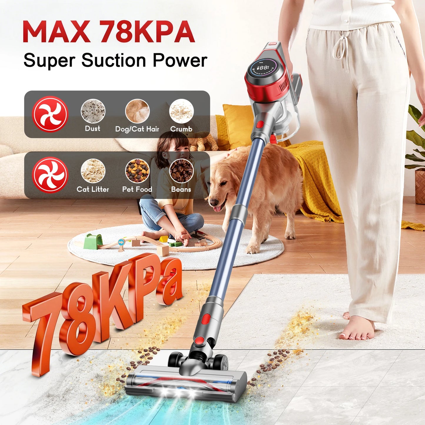 Honki Lightweight Cordless Stick Vacuum Cleaner With HEPA Filter