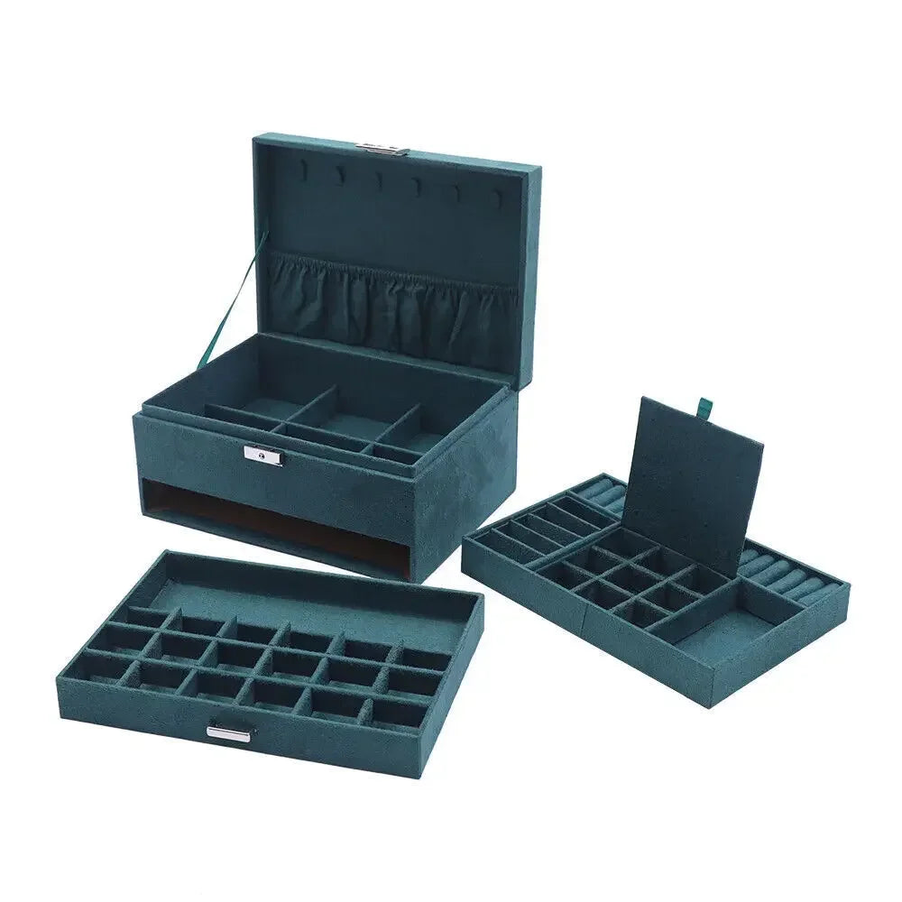 NONECN Lockable Jewelry Storage Case With Removable Tray And Mirror