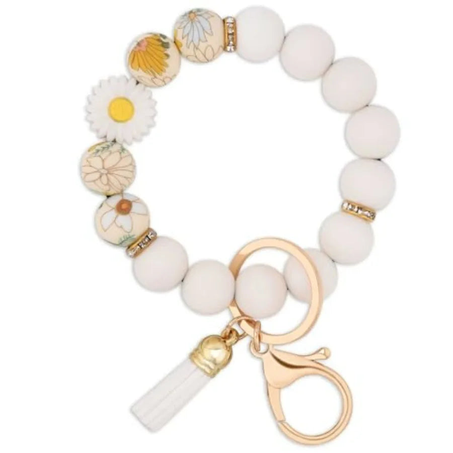 Silicone Beaded Keychain Wristlet For Women And Girls