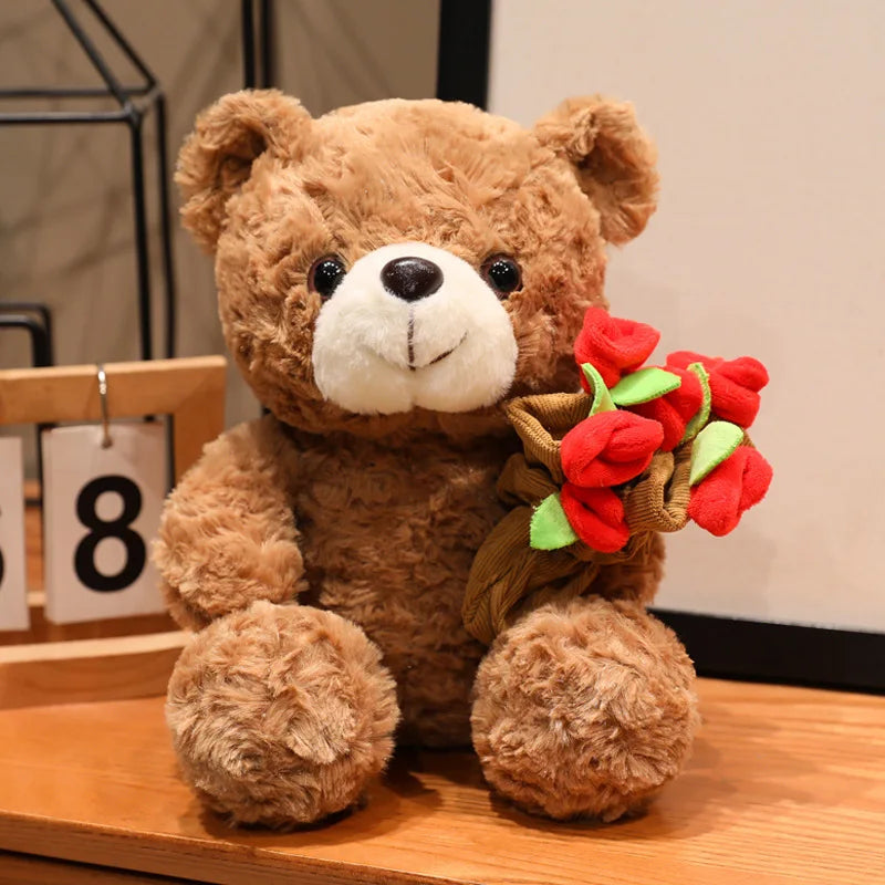 Rose Bear Plush Toy Romantic Gift For Girlfriend Valentines Day