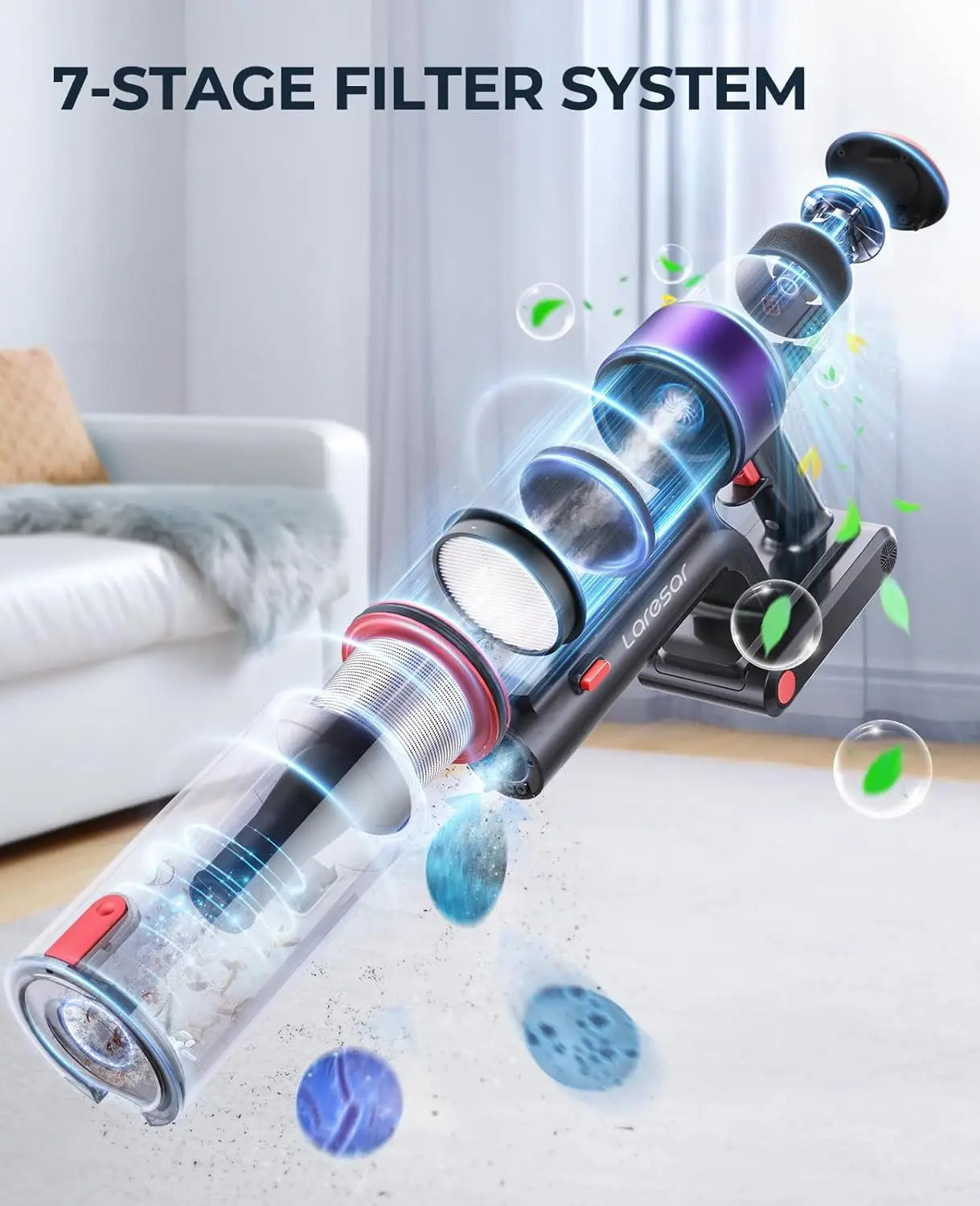 Laresar Elite 8 Cordless Vacuum With Touch Screen And Detachable Battery
