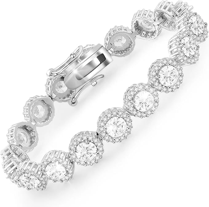 Morganite Tennis Bracelet In 18K White Gold With Lab Diamonds