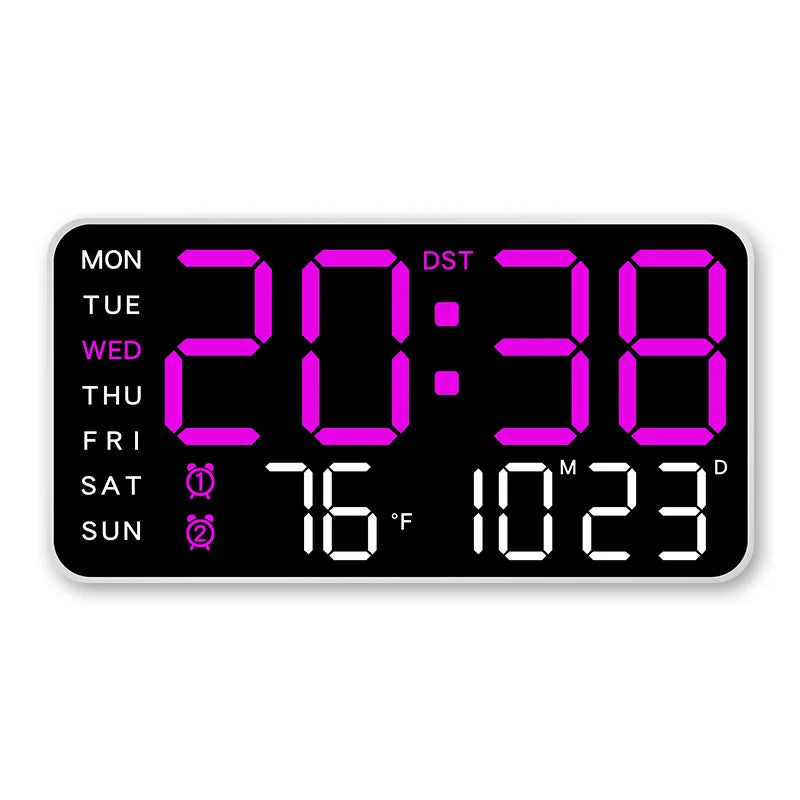 Digital Wall Clock With Temp Date Week Display Remote USB
