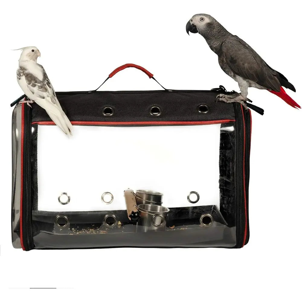 Lightweight Bird Travel Cage With Parrot Feeder Cups And Perch