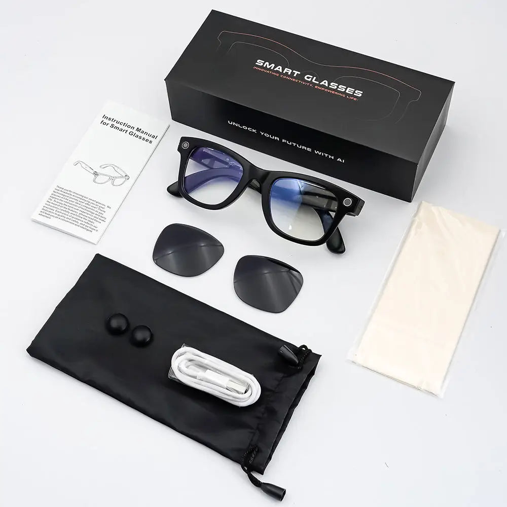 GS4 Max Smart Glasses Dual Lenses 8MP 1080P Video AI Translation