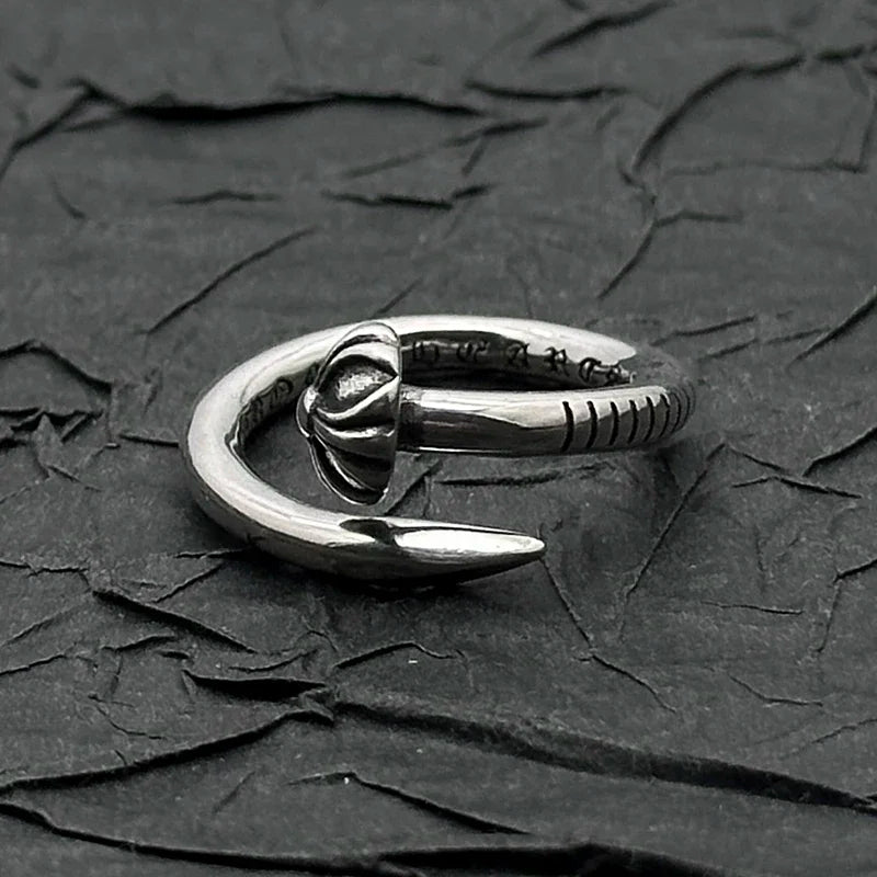 NONECN S925 Sterling Silver Convex Nail Ring For Men And Women