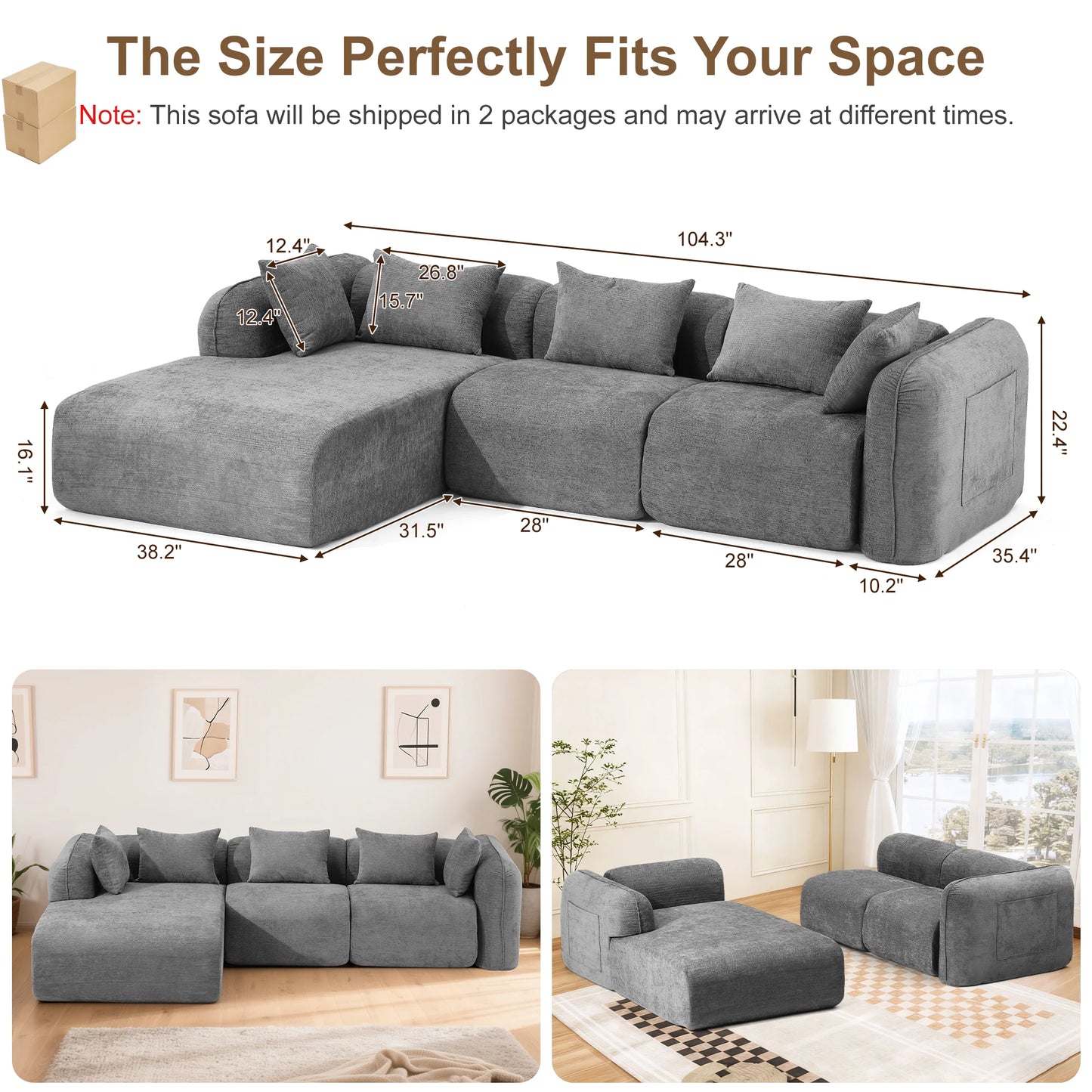 Redlife Sherpa Modular Cloud Sofa For Small Living Rooms