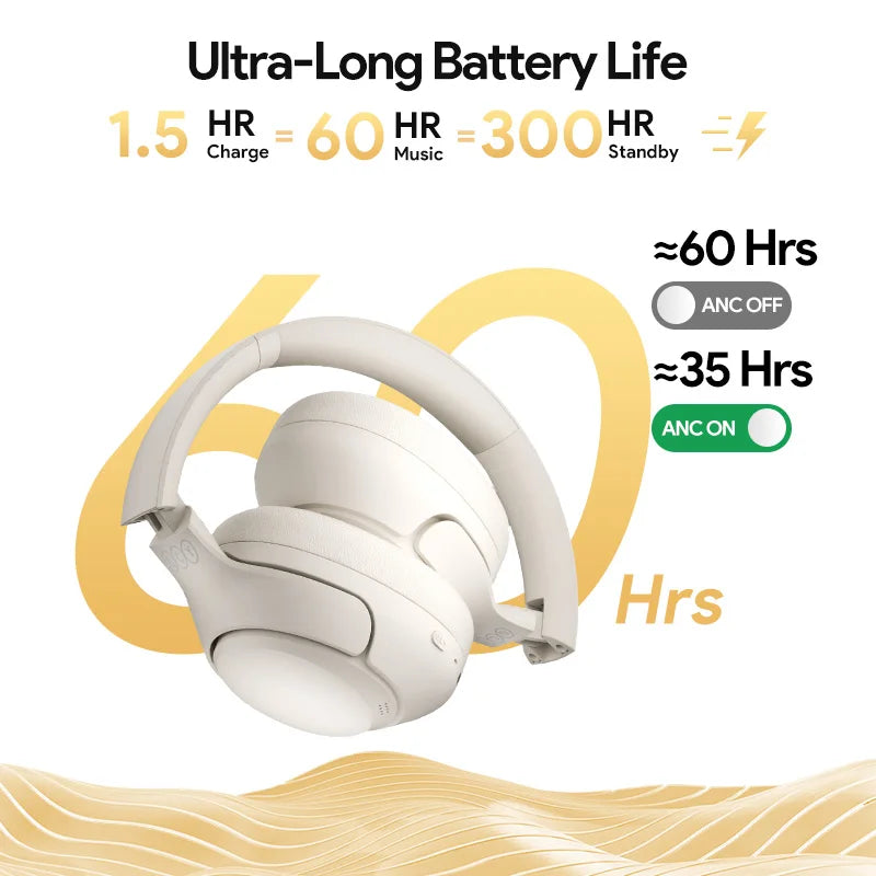 QCY H3 ANC Wireless Headphones Bluetooth 5.4 Hi-Res Audio 60H