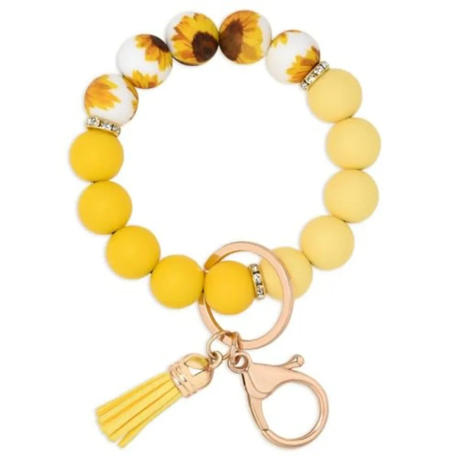Silicone Beaded Keychain Wristlet For Women And Girls