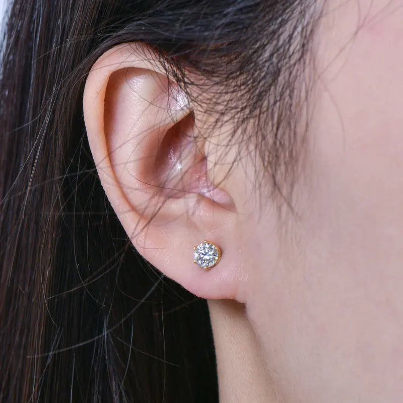 OXTAO Certified Moissanite Circular Stud Earrings In Gold Filled Setting