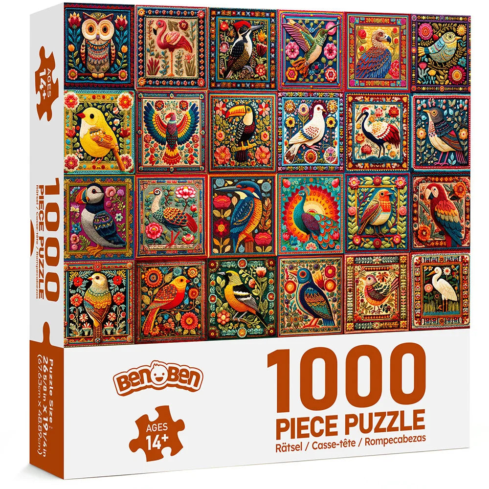 BenBen Puzzles for Adults 1000 Pieces, Bird Crochet, Jigsaw Puzzles with Letters on Back, Challenging Puzzles for Family Game