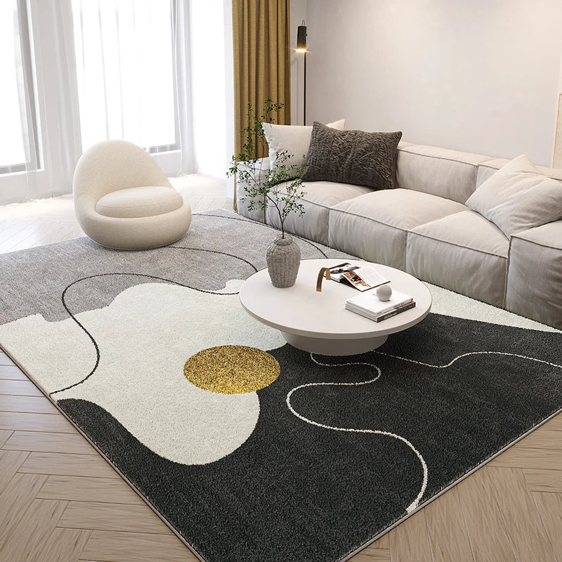 None Nordic Style Plush Carpet - Soft 100 Percent Polyester Geometric Abstract Rug For Living Room And Bedroom