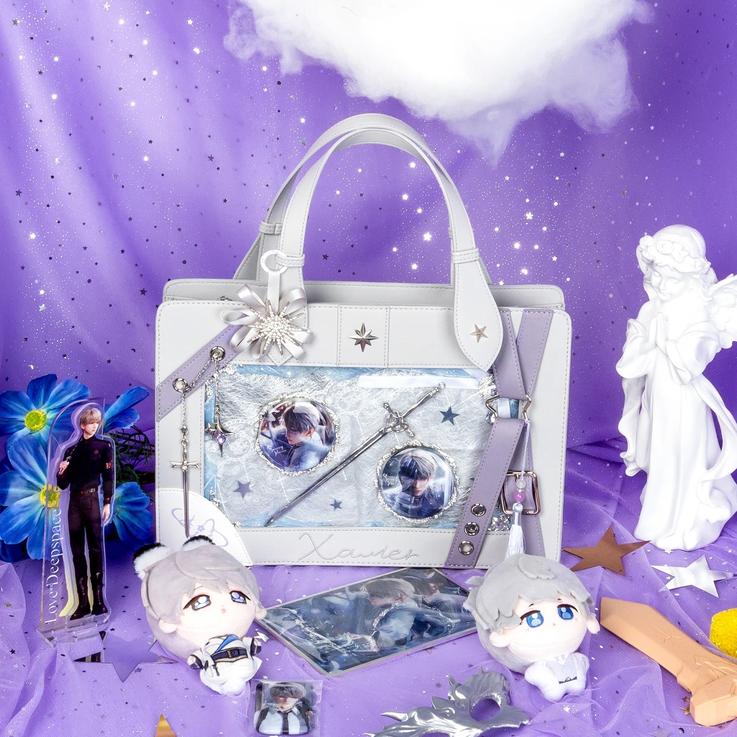 Kabaqoo Trendy Star Ita Bag Transparent Pocket Crossbody