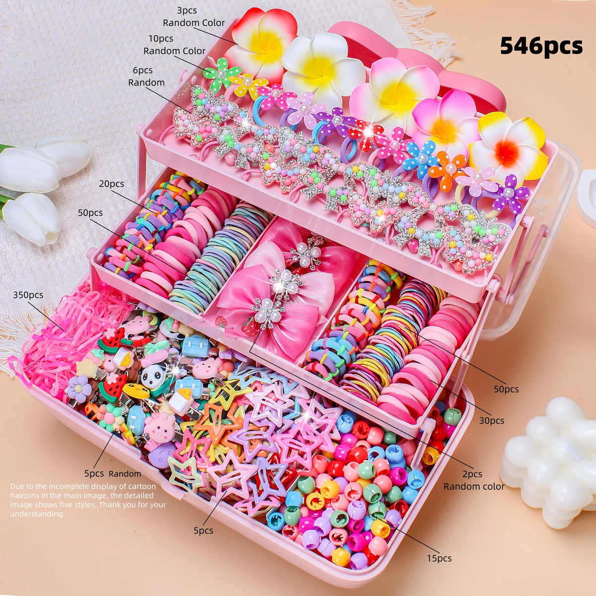 Elastic Bow Hair Accessories Set For Girls And Children