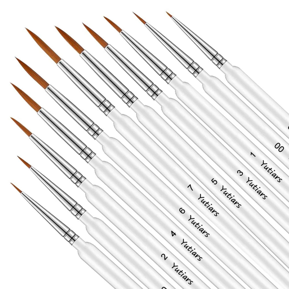 Miniature Detail Tip Paint Brush Set With Ergonomic Handles Acrylic