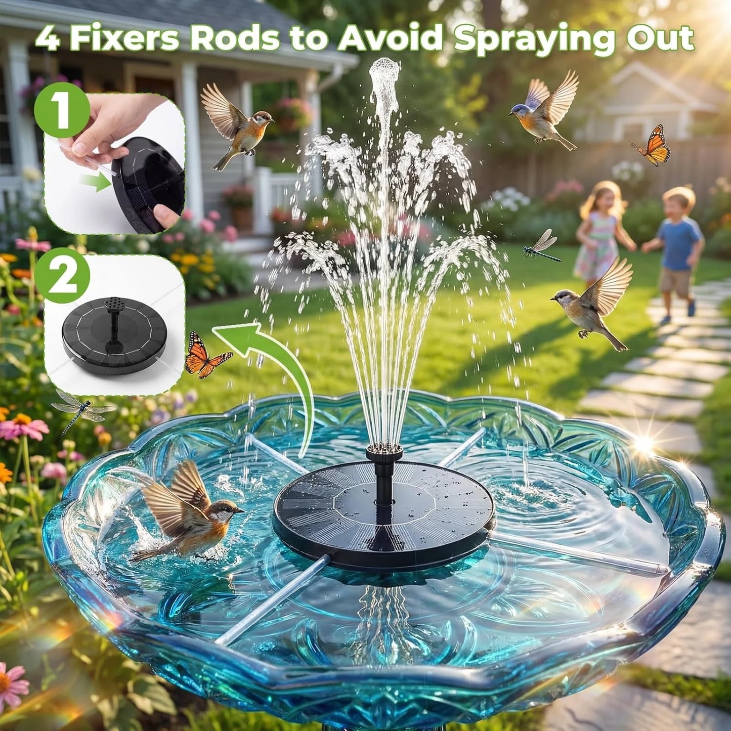Floating Solar Fountain With 6 Nozzles and 4 Crash Bars
