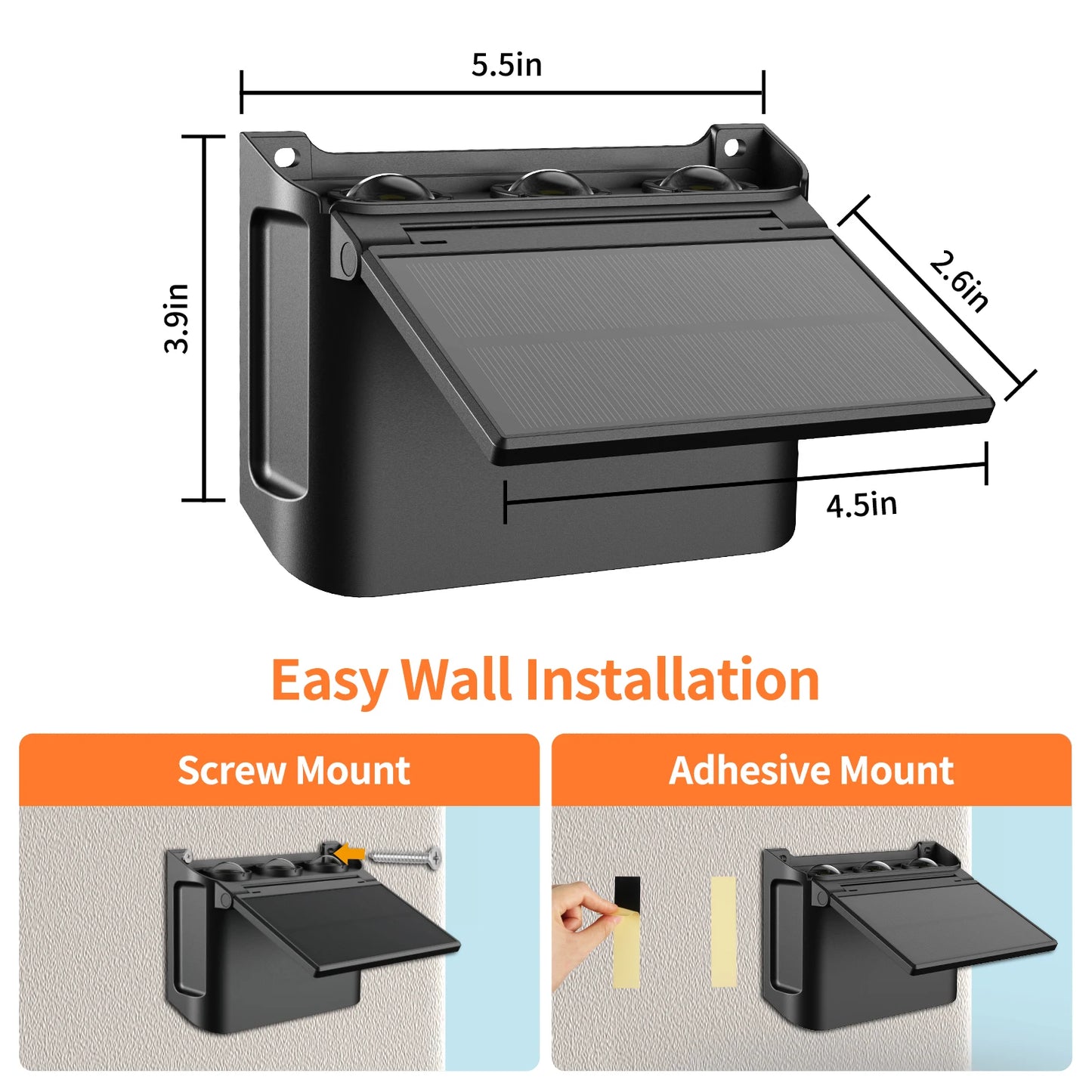 Intelamp Waterproof Solar Wall Lights With Remote Control Unit